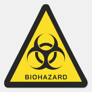 Yellow & Black Biohazard Warning Caution  Triangle Sticker