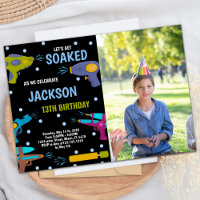 Yellow Black Blue Photo Water Gun Invitations