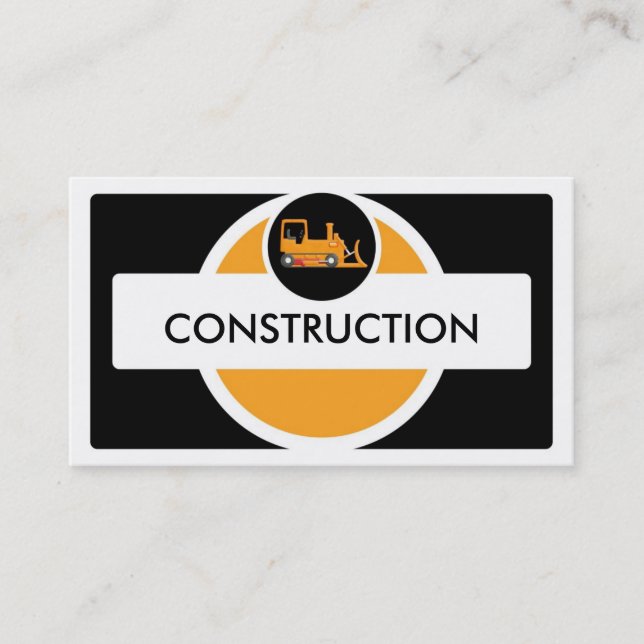 Yellow black bulldozer construction business cards (Front)