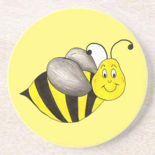 Yellow Black Bumble Bee Bumblebee Insect Buzz Coaster
