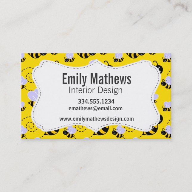 Yellow & Black Bumble Bee Business Card (Front)