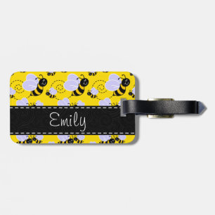 Yellow & Black Bumble Bee Luggage Tag