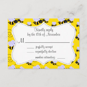 Yellow & Black Bumble Bee RSVP Card