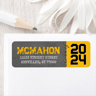 Yellow Black Chalkboard Graduation Return Address