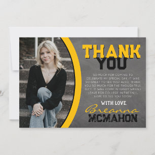 Yellow Black Chalkboard Graduation Thank You Card