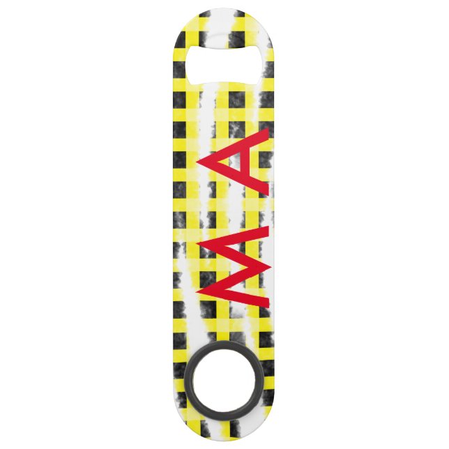 Yellow Black checkboard add name monogram name let (Front)