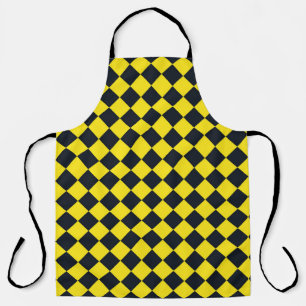 Yellow Black Chequered Diamond Pattern Apron