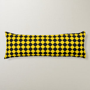 Yellow Black Chequered Diamond Pattern Body Cushion