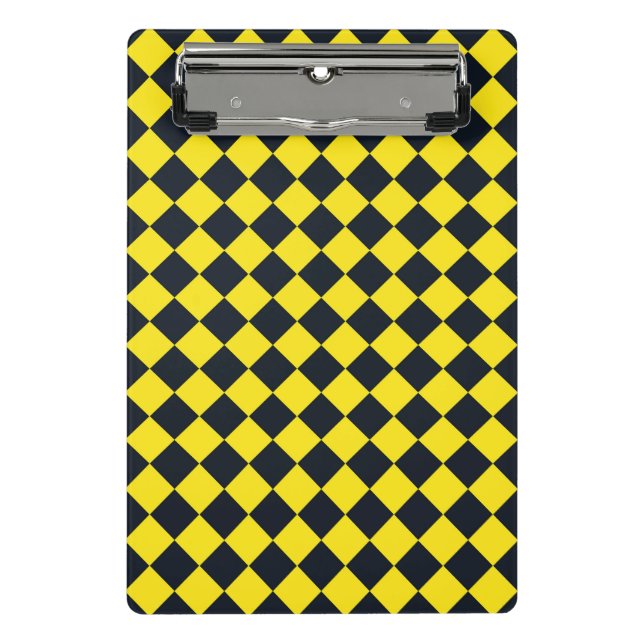 Yellow Black Chequered Diamond Pattern  Mini Clipboard (Front)