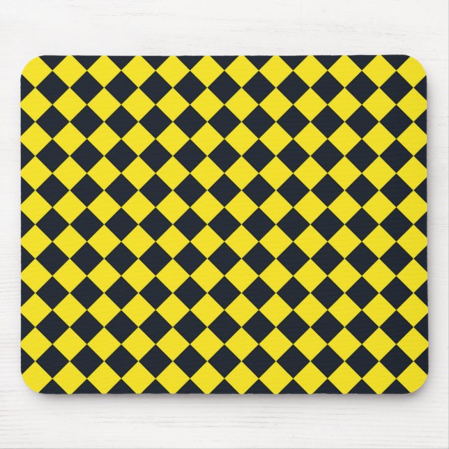 Yellow Black Chequered Diamond Pattern  Mouse Pad (Front)