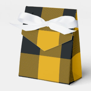 Yellow & Black Chequered Squares Buffalo Plaid Favour Box
