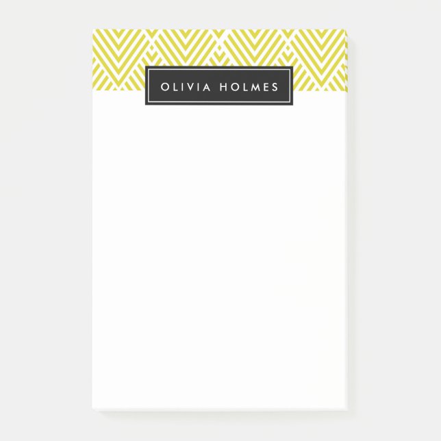 Yellow & Black Chevron Pattern Post-it Notes (Front)