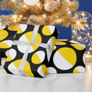 Yellow Black Circle Wrapping Paper