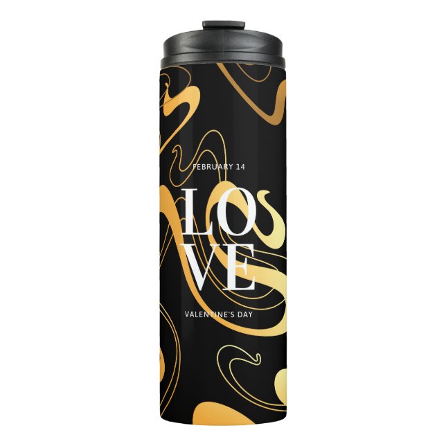 Yellow & Black Classic  Abstract Design Thermal Tumbler (Front)