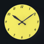 Yellow Black Colourful Bright Custom Colour Gift Round Clock<br><div class="desc">Printed in classy yellow and black custom colour background! You may change colours as you wish!</div>