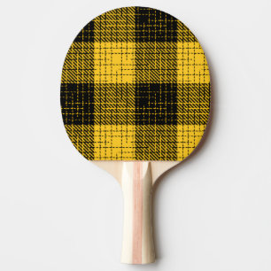 Yellow Black Crosshatch Buffalo Check Ping Pong Paddle