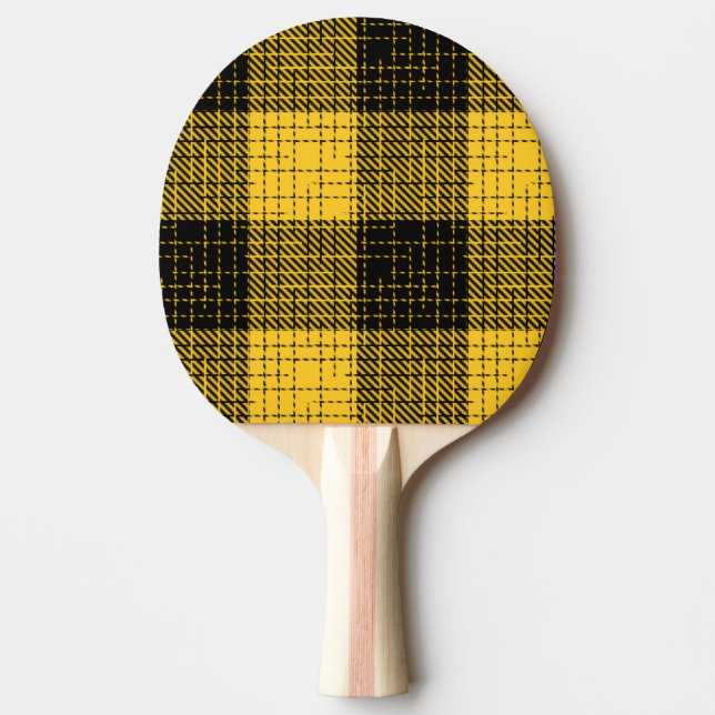  Yellow Black Crosshatch Buffalo Check Ping Pong Paddle (Front)