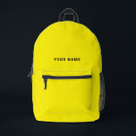 Yellow Black Custom Name Backpack<br><div class="desc">Easily personalise this simple and cool backpack adding your name or custom text. A cool and modern design in yellow and black featuring clear sans serif font, for a modern, professional and edgy look, perfect as custom gift for college students, high school, kids. The backpack can be customised in any...</div>