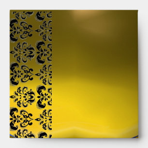 YELLOW BLACK DAMASK  Topaz Purple Amethyst ,Gold Envelopes