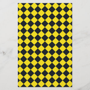 Yellow Black Diamond Harlequin Chequered Pattern Stationery