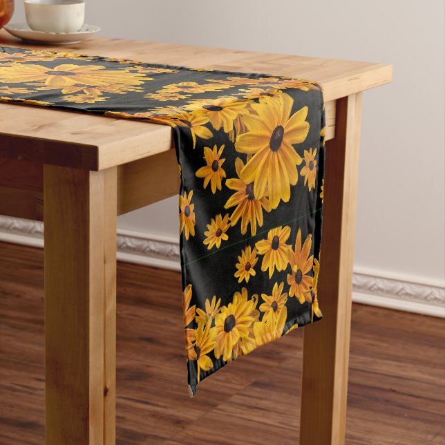 Yellow Black Eyed Susan Flower Short Table Runner (In Situ)