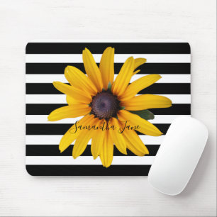 Yellow Black-Eyed Susan Photo Black Stripe Mouse P Pad