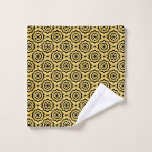 Yellow Black Flower Seamless Pattern Wash Cloth