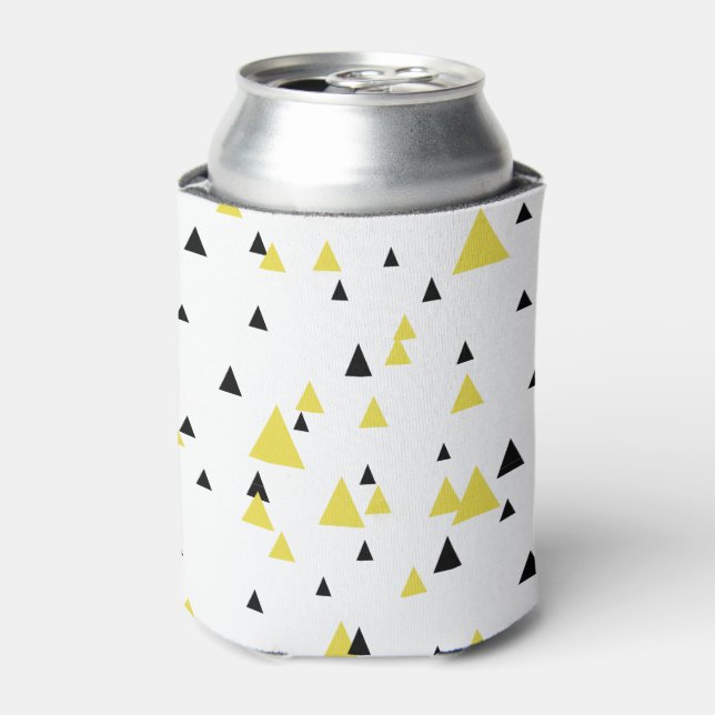 Yellow & Black Geometric Pattern Can Cooler (Can Front)