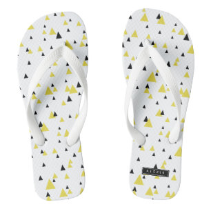 Yellow & Black Geometric Pattern Personalised Jandals