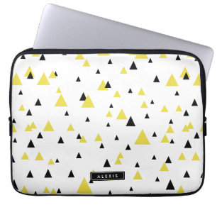 Yellow & Black Geometric Pattern Personalised Laptop Sleeve