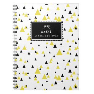 Yellow & Black Geometric Pattern Personalised Notebook