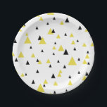 Yellow & Black Geometric Pattern Personalised Paper Plate<br><div class="desc">Modern and stylish paper plates featuring black and yellow triangles pattern.  This festive paper plates will be a perfect accent to any party.</div>
