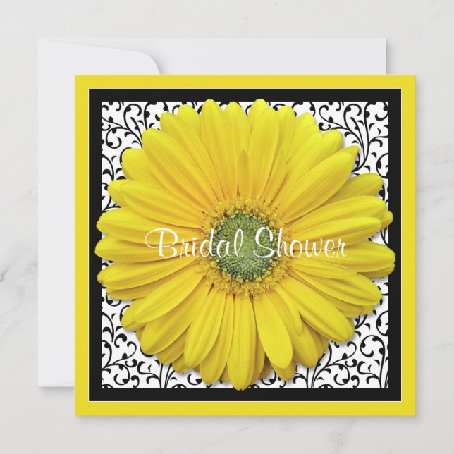 Yellow Black Gerber Daisy Bridal Shower Invitation (Front)