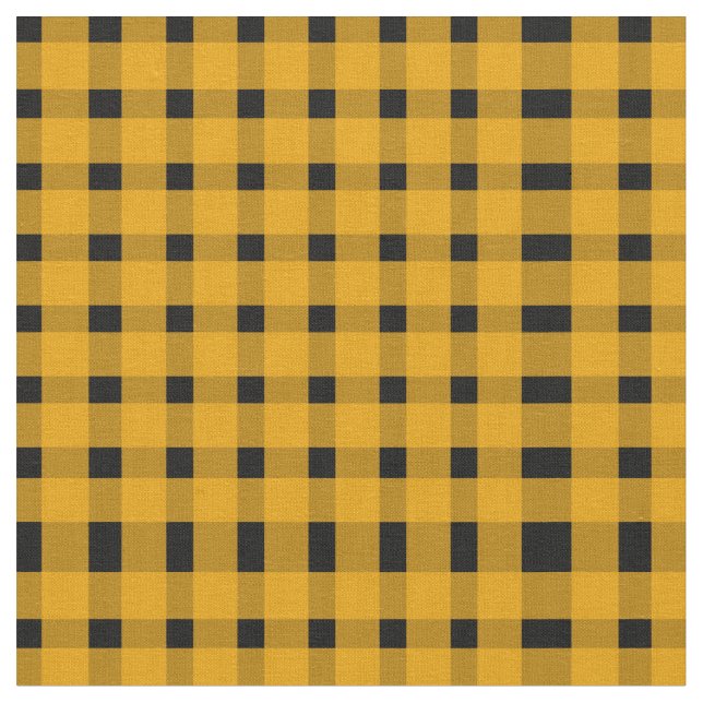 Yellow Black Gingham Pattern  Fabric (Close Up)