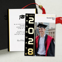 Yellow Black Grad Photo Gold Foil Announcement