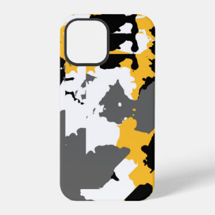 Yellow black grey and white abstract iPhone 12 pro case