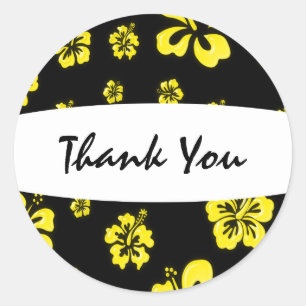 Yellow & Black Hibiscus Flower Floral Sticker