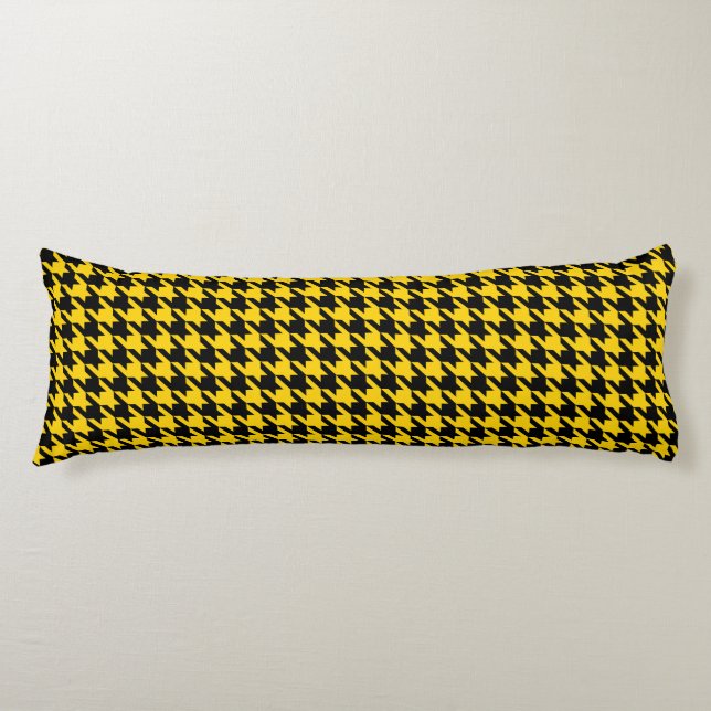 Yellow Black Houndstooth Check Body Cushion (Front)