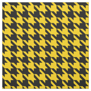 Yellow Black Houndstooth Check Fabric