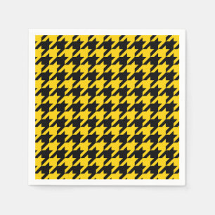 Yellow Black Houndstooth Check Napkin