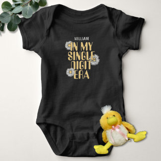 Yellow & Black In My Single Digit Era Baby Name Bodysuit