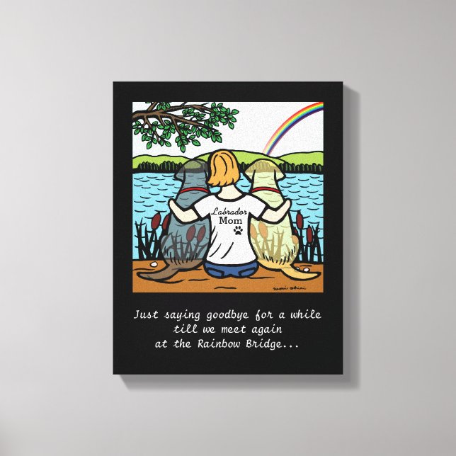 Yellow & Black Labrador Angels and Mum 3 Canvas Print (Front)