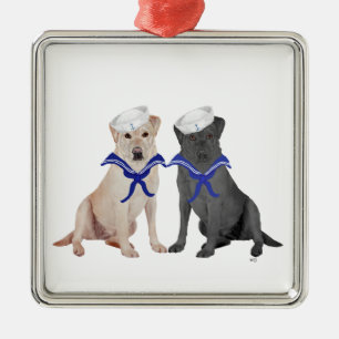 Yellow & Black Labrador Retrievers Metal Tree Decoration