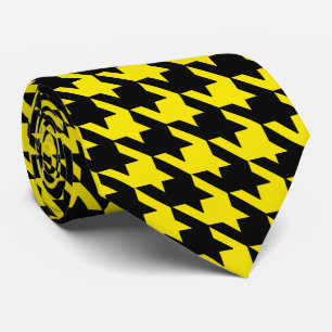 Yellow & Black Large Houndstooth Check Tie