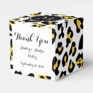 Yellow Black Leopard Animal Print with Monogram Favour Box
