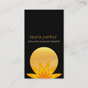 Yellow Black Lotus Flower Logo Yoga Healing Health Business Card