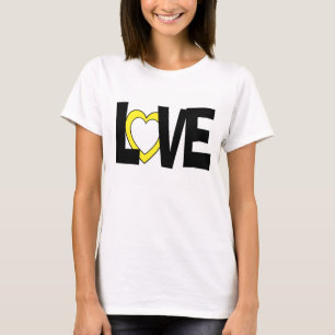 Yellow black love heart word wedding shirt
