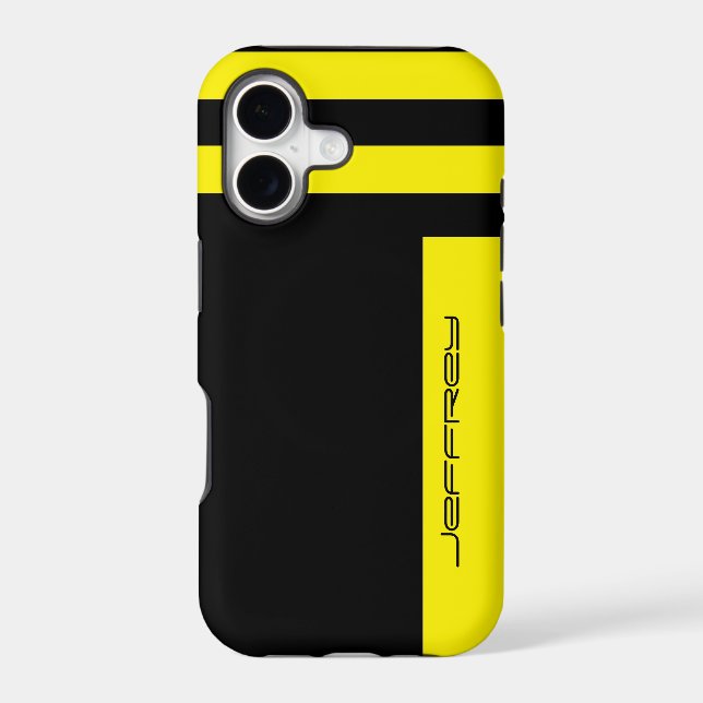 Yellow & Black Minimalist, Custom with Name (Back)