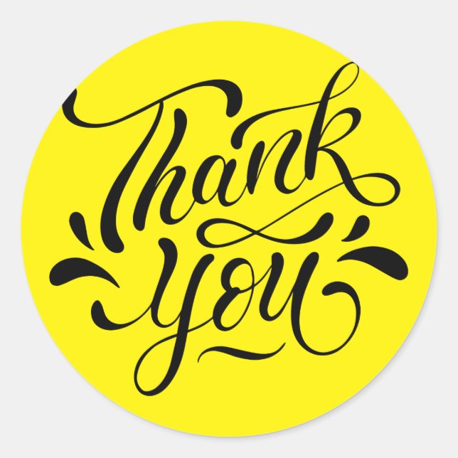 Yellow & Black Minimalist Thank You Sticker (Front)