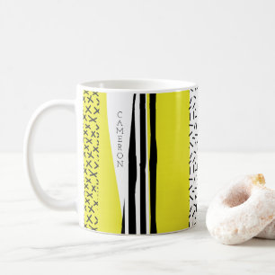 Yellow & Black Mix Geometric Pattern Coffee Mug